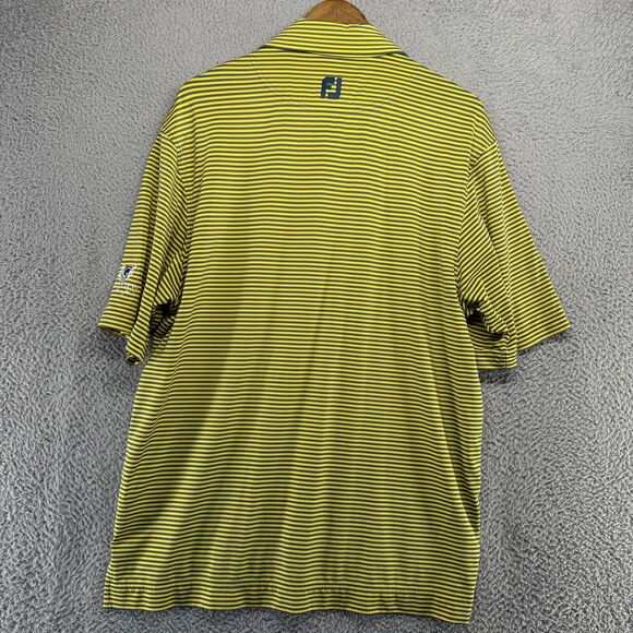 Footjoy Polo Shirt men's Large Yellow Gray Striped Performance Golf Glenview - Picture 6 of 9